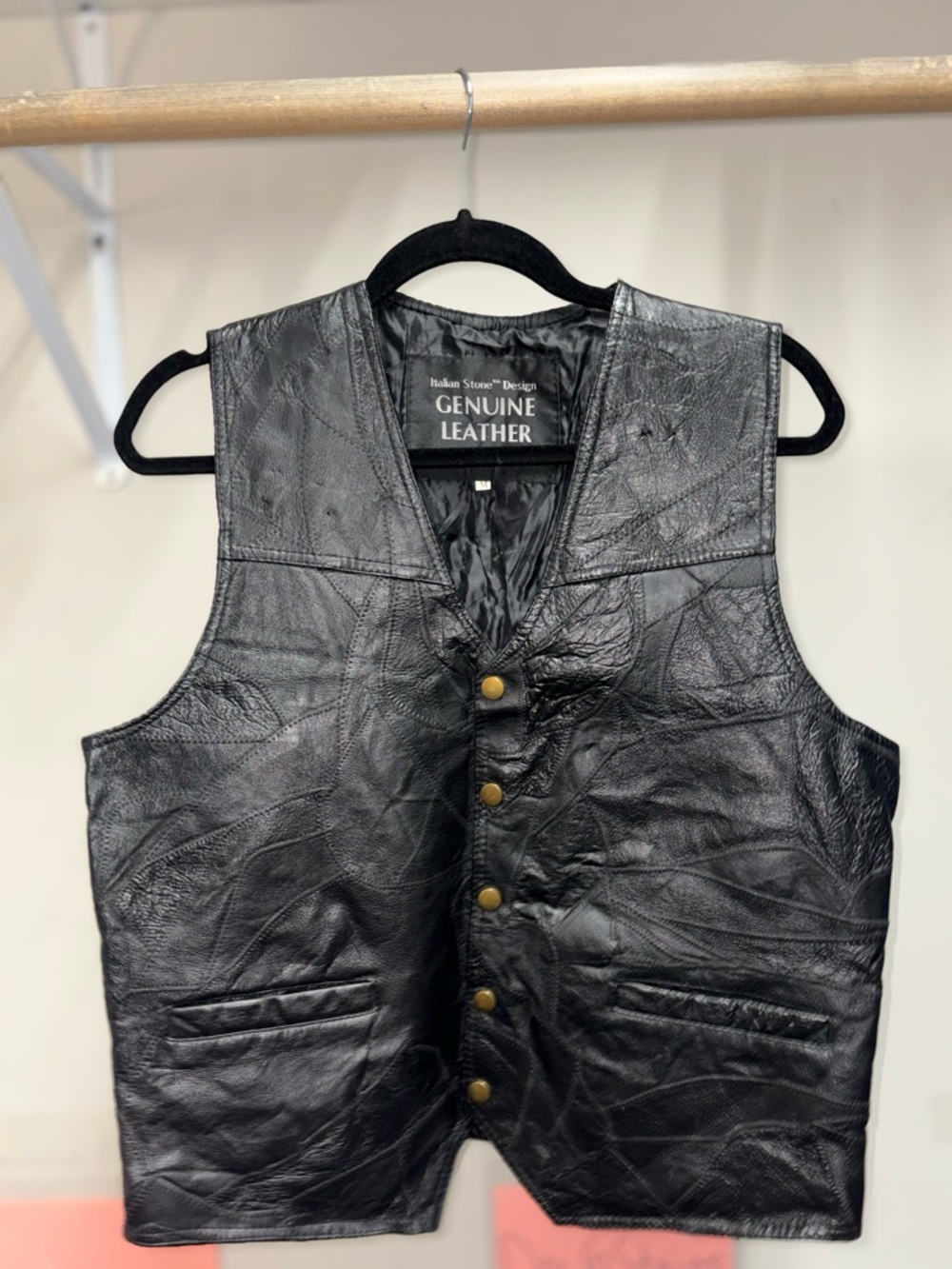 Genuine Leather Black Men's Vest by
